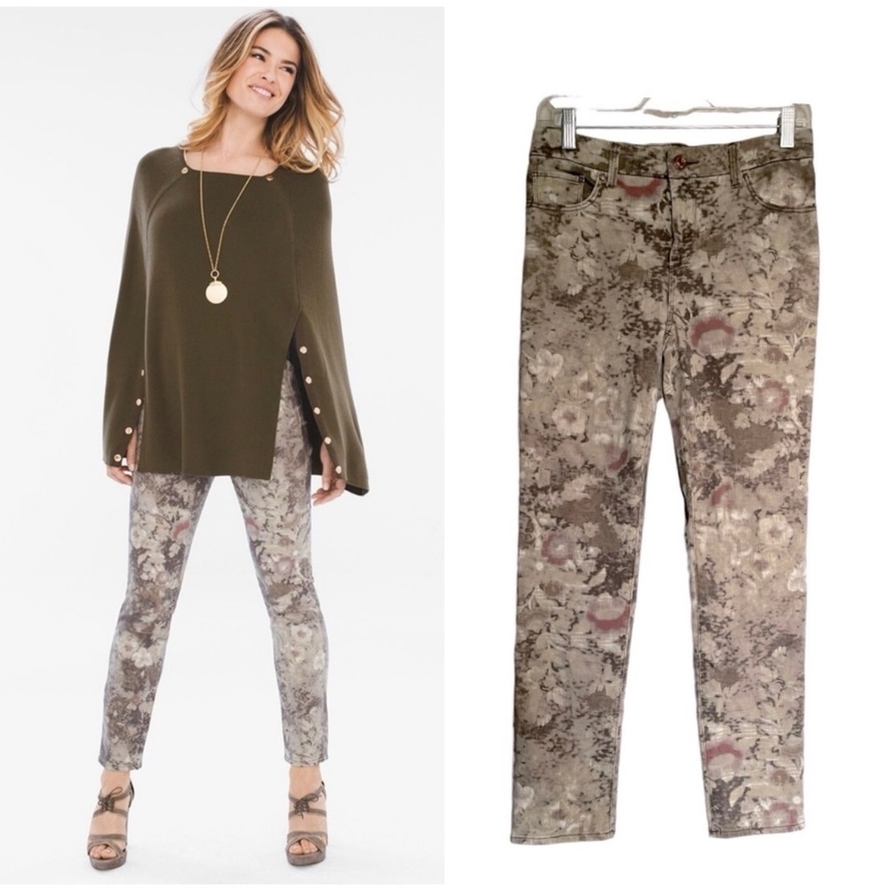 Chico’s Floral Print Slim Jeans | Size XS | So Slimming